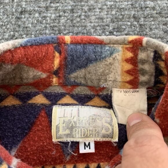 Vintage Express Rider Western Button Up Shirt Mens Medium Aztec Cowboy Rodeo - Picture 4 of 11